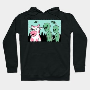 TWO ALIENS AND A COW Hoodie